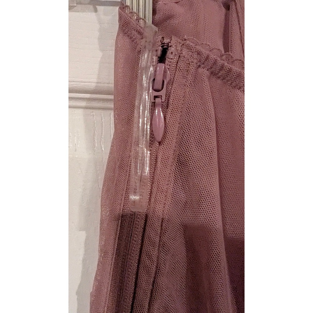 Victoria's Secret Corset Bustier Mauve Lace Sheer Mesh Boned Zipper XL - Picture 5 of 7